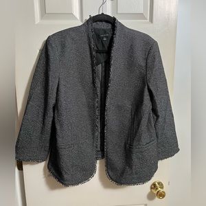 Ann Taylor black & white tweed open blazer, 3/4 sleeves, Women’s size 16 tall